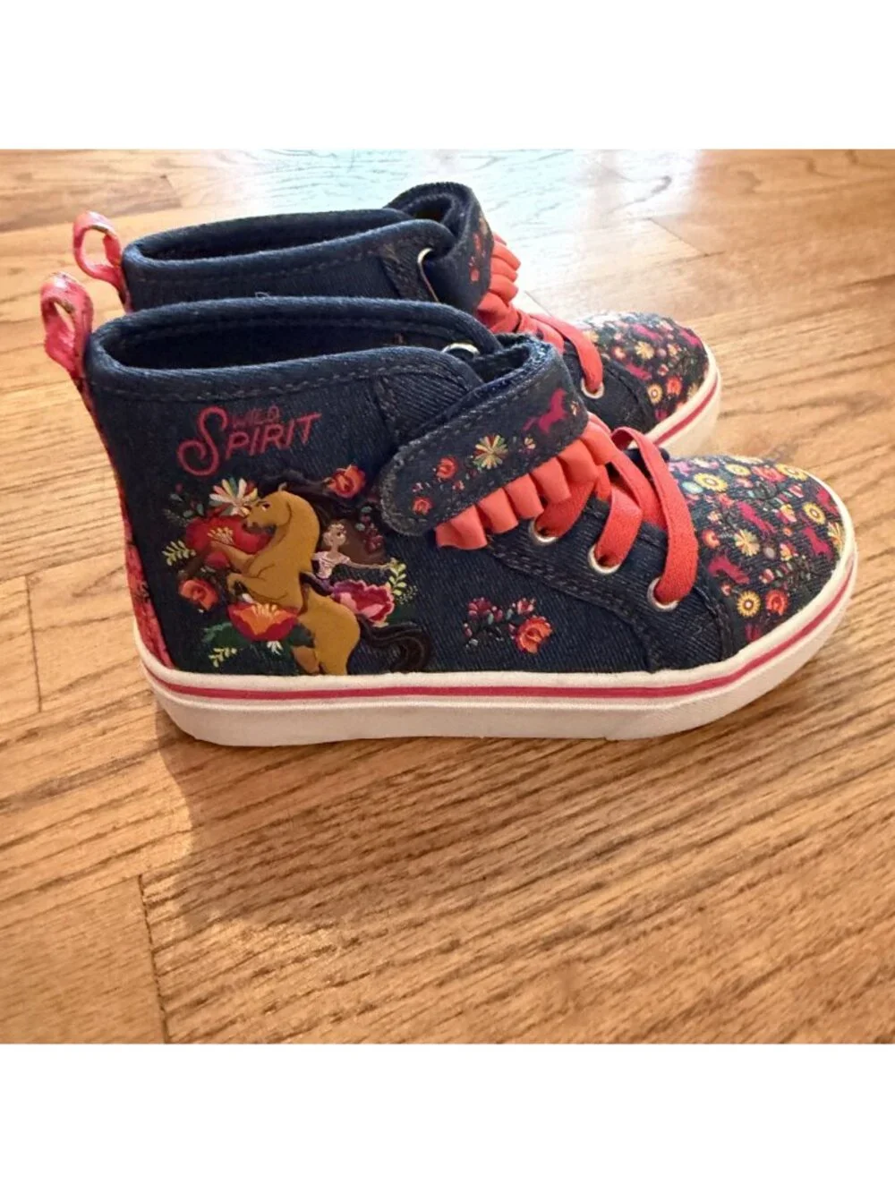 Wild Spirit Denim High Top Embroidered Sneakers Shoes NWOT Girls 12